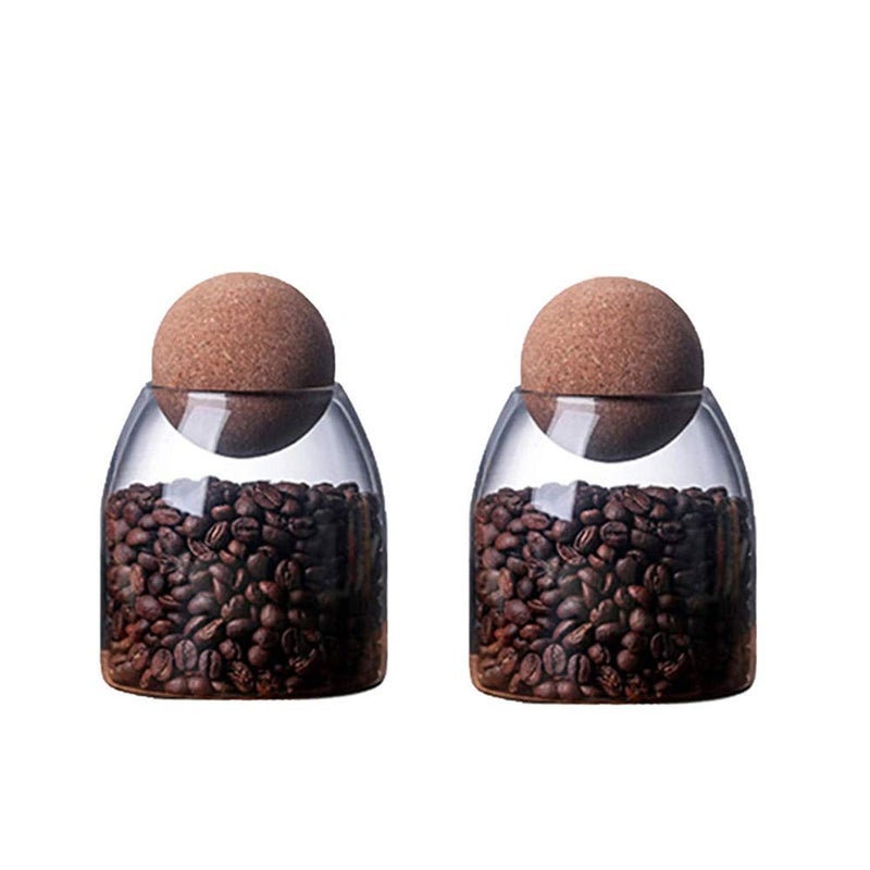 Piscepio Glass Jar with Wood Lid Ball Jar Small Food Storage Container Clear Candy Jars Canister Sugar Coffee Tea Beans Spice Salt Storage 2 PSC 500 ML - Image 1